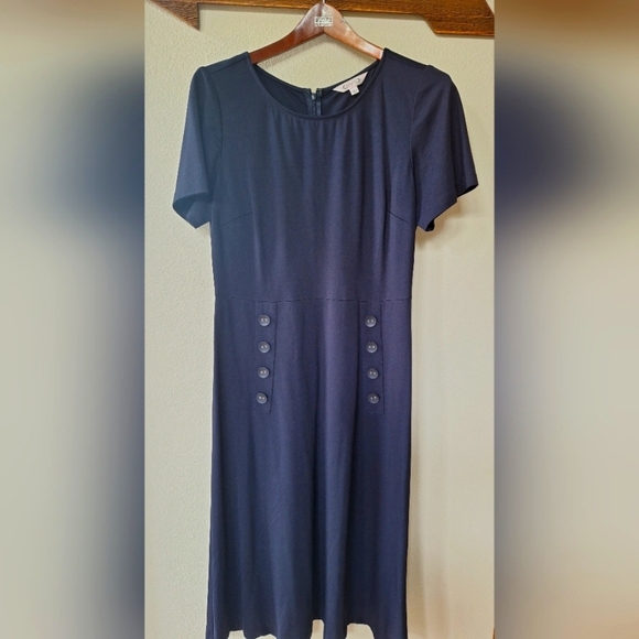 Nanette Lepore Womens Short Sleeve Knee-length Navy Dress. Size 10 - Picture 1 of 7